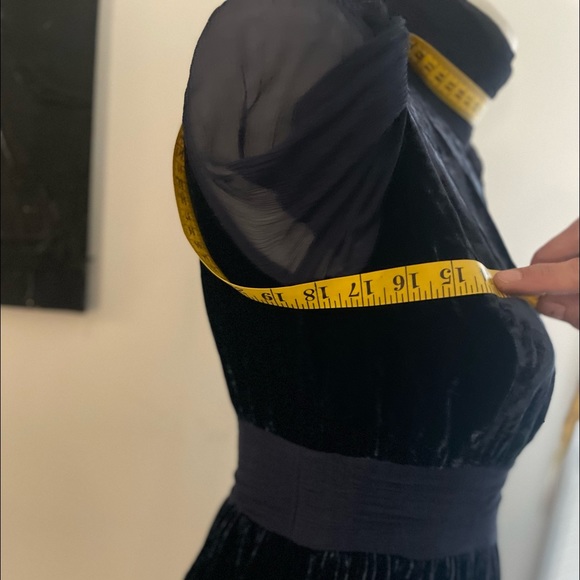 CIRCLE Navy Blue Velvet A-Line Dress - Picture 13 of 16